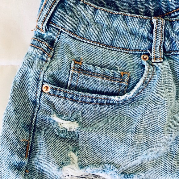 High Rise Distressed Denim Shorts - Picture 5 of 7